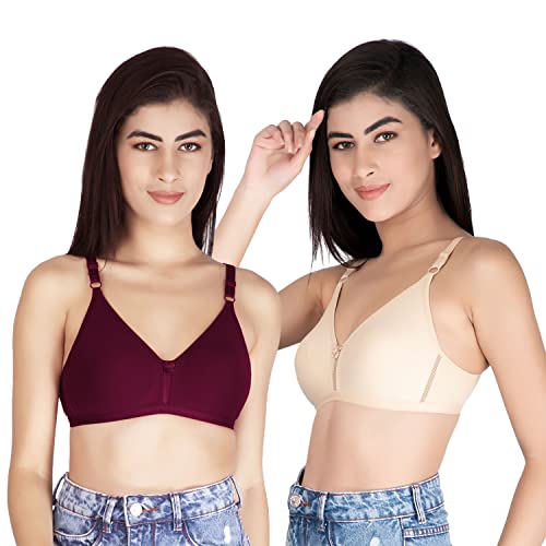 Image of ComfyLegance Women Cotton Non Padded Non Wired Regular Bra (Pack of 02 /03)
