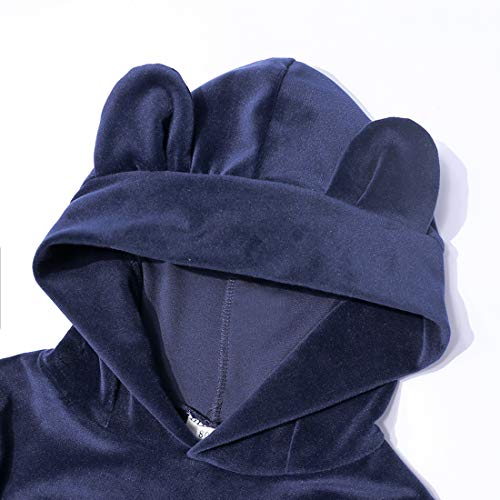 Image of Boys Girls Velvet Hooded Tracksuit Sweatshirt Top + Sweatpants Hoodie Outfit Set