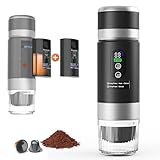 Ceshu Portable Coffee Machine w/ 2 Rechargeable Batteries, 8 Cups, 80ml Self-Heating, 20bar, USB-C, Espresso coffee Maker for Camping Travel Office, Ground & Capsule Compatible