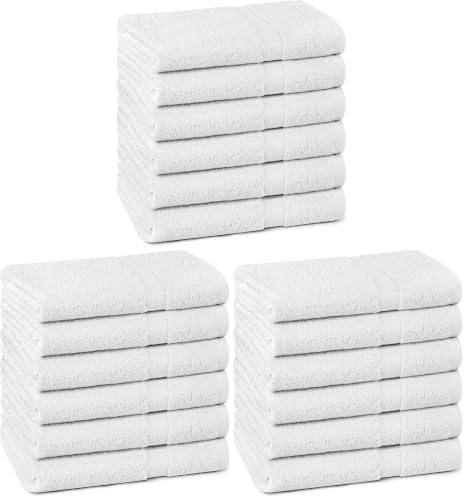 Image of Towel and Linen Mart 100% Cotton White 18 Pack Bath Towel Set, Quick Dry, Super Absorbent, Light Weight, Soft Feel for Hotel, Spa and Bathroom (27 X 54) (White, 27 x 54 18 Pack)