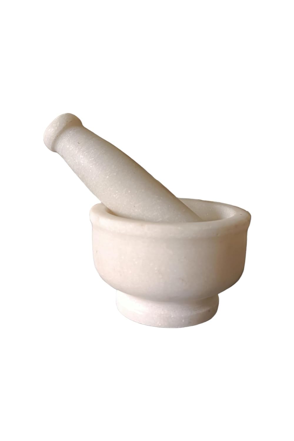 Jaipur Art Exports Naturals White Mable Mortar & Pestle,Ayurvedic Medicine Crusher,Spice Mixer, Okhli & Musal for Kitchen 4 inch