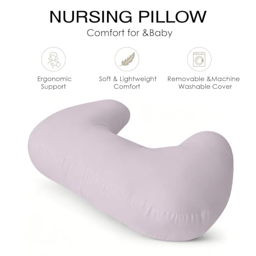 Image of Plushii U-Shaped Nursing Pillow with Washable Cover,Blush | Ergonomic U-shaped breastfeeding support pillow for mom and baby, featuring a soft, breathable and washable cover