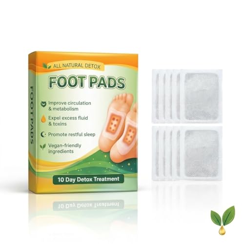 Image of AIXMEET Herbal Detox Foot Patches (10 Pads) - Bamboo Vinegar & Ginger Extract Foot Detox Pads for Overnight Detox, Deep Cleansing, Sleep Support, Foot Pain Relief & Acupoint Therapy for Men & Women