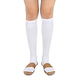Copper Compression Socks for Women Men (White) Medical, Athletic, Diabetic Knee High Graduated Calf