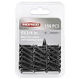 INDPROD #8 X 3/4' Black Screw,Flat Head Phillips Wood Screw, Electroplating Black Carbon Steel, 8 X 3/4-Inch,150Pcs