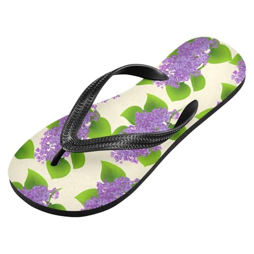 Leaf Purple Flowers Flip Flops for Beach Thong Sandals Anti-slip Lightweight Flat Slippers for Summer Outdoor Travel2