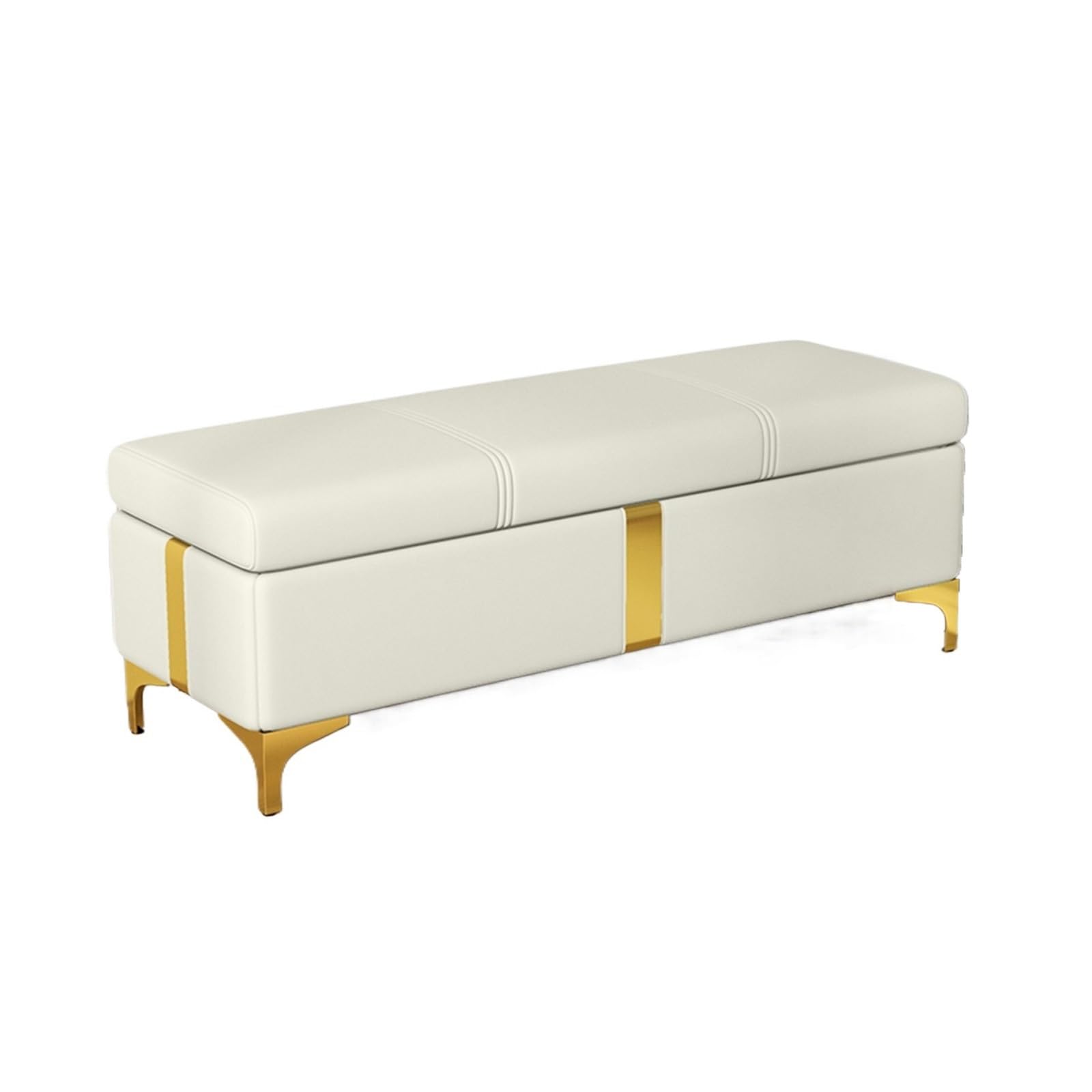 Banc d'entree blanc en cuir pour s'asseoir et organiser le salon