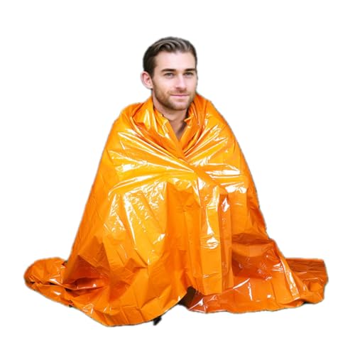 Emergency-Survival-Sleeping-Bag-2-Pack-Thermal-Portable-Bivy-Sack-Waterproof-for-Camping-Hiking-Outdoor-Activities-Lightweight-Compact-Blanket-for-Travel-Orange-Green