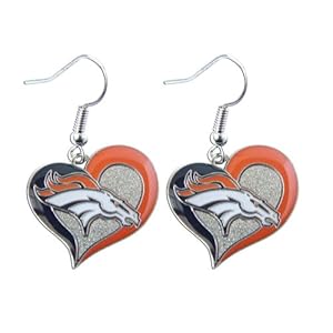 NFL Denver Broncos Swirl Heart Earr...
