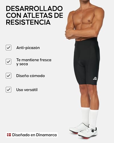 DANISH ENDURANCE Pantalón Corto Acolchados con Gel 3D de Ciclismo para Hombre, Secado Rápido, Transpirable…, Negro/Gris, L - imagen 5