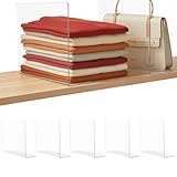 Lebouri Acrylic Shelf Dividers for Closet Organization: 10' Tall x 12' Deep Closet Shelf Divider for Clothes Sweater Purse - Clear Closet Organizers and Storage Separators for Shelves, 5Pack