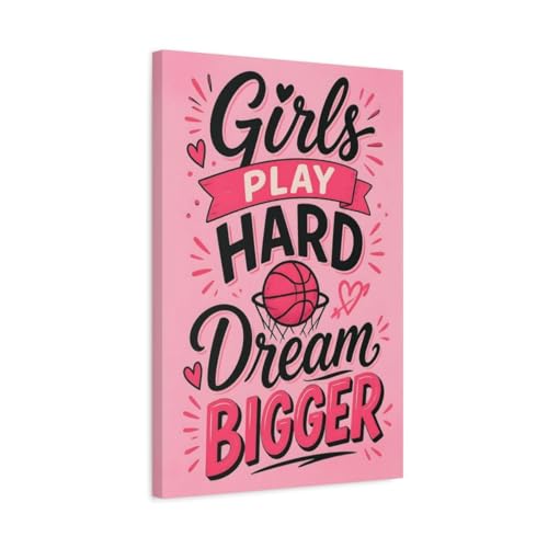 Cadre basket rose cadeau anniversaire ado | Toile motivation 40x60