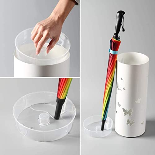 Porte-parapluies avec bac de récupération pour sol propre blanc - 4