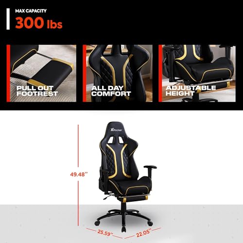 Image of X Rocker PC Computer Gaming Desk Chair with Wheels, College Dorm Room Essentials for Guys and Girls, Adjustable, Ergonomic Office Chair, Gifts for Gamers