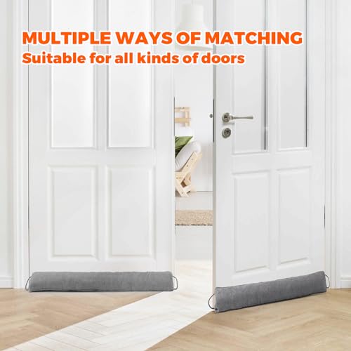 Image of Holikme Weighted Door Draft Stopper - Under Door Seal, 32inch Gray | Heavy Duty Fabric, Removable Washable Cover, Hook-and-Loop Fasteners Included, Soundproof & Thermal Insulation, Energy Saving