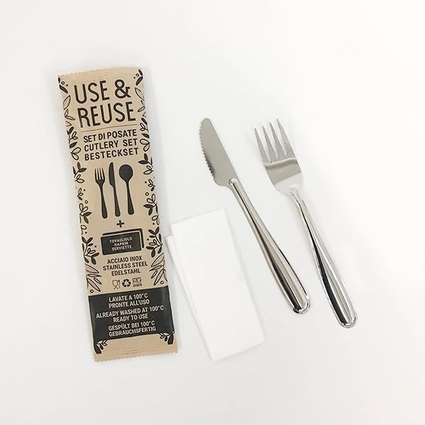Juego de tenedor, cuchillo y servilleta Pintinox para ahorrar tiempo en tus eventos, 10 uds