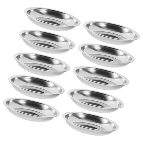 HOLIDYOYO 10pcs Small Plate Small Soy Sauce Dish Dipping Bowl Sauce Dishes for Dipping Chip Dip Serving Dish Round Sauce Plate Dip Dish Sauce Bowl Food Sauce Dish Silver Stainless Steel