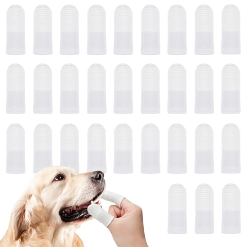KEYRI 30 Pezzi Pulizia Dentale per i Cani Gatti Spazzolino per Cani Piccola Taglia Pulizia Denti Cane Fibra Tessuto Spazzolino per Cani Antitartaro Cane per Alito Cane Fresco (Bianco, Taglia Unica)