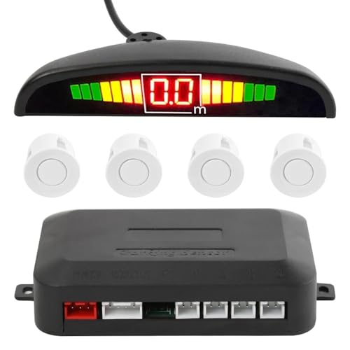 Image of HFVUYAR PDC Parking Aid Sensor 22mm LED Car Parking Sensor Kit Universal 4 Ultrasonic Sensors Auto Reverse up Radar Sound Alert Indicator Detector