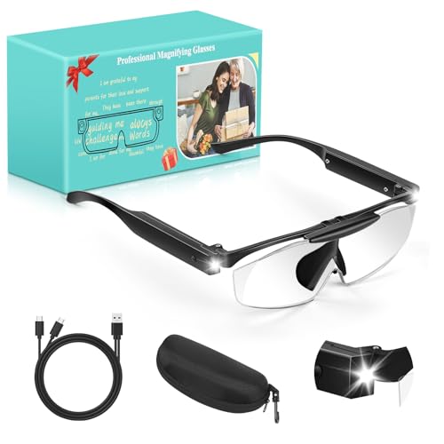 250% Rechargeable Lighted Head Magnifier Glasses