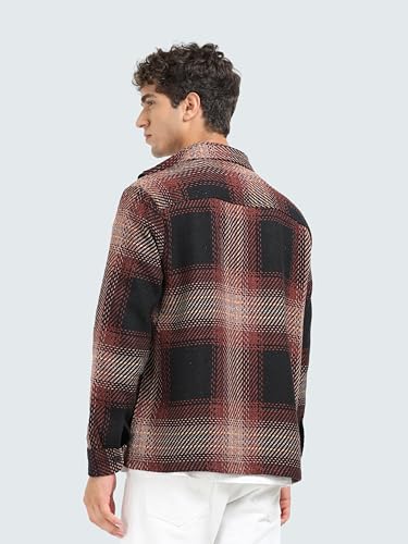 Image of StitchX Men's Full Sleeve Overshirt Checkered Textured Shacket