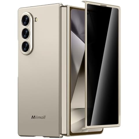 Miimall for Samsung Galaxy Z Fold 6 Case with Privacy Screen Protector, Full Body Ultra Thin Pocket-Friendly Matte Skin Feeling Back Drop Proof Cover for Galaxy Z Fold 6 Titanium Gray Cover