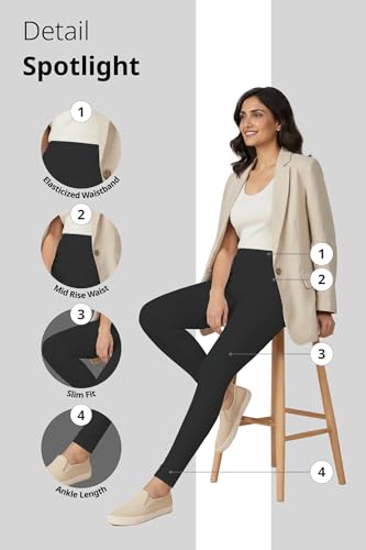 Image of Women's Cotton Lycra Ankle Length Leggings | Regular Rise, Soft 4 Way Stretch Fabric | Casual & Ethnic Wear