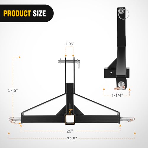 Image of Nilight 3 Point 2 inch Trailer Hitch Receiver for Category 1 Tractor Heavy Duty Quick Hitch Drawbar Adapter 3000LBS Capacity Compatible with Kubota BX John Deere Kioti Yanmar NorTrac Mahindra Ford Cat