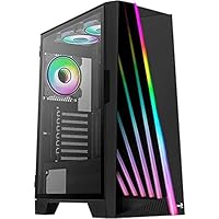 AeroCool Mirage Argb ATX Mid Tower Case, LED Front, Tempered Glass Side Panel, 2 x 12 cm, Argb Fans, Schwarz