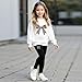 xueteox Girls Long Sleeve Sweatshirt 2 Piece, Bow Graphic Top and Pants Spring Fall Fashion Casual Clothes. (White, 7)