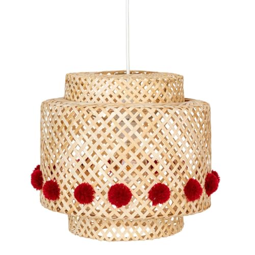 Atmosphera - Suspension enfant liby bambou pompons rouges d28cm