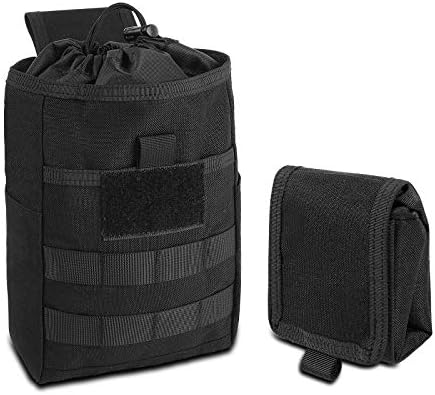 CS Force Molle Dump Pouch, Drawstring Magazine Mag Dump Pouch, Tactical Roll Up Folding Utility Pouch Waist Bag, 1000D Nylon, Black