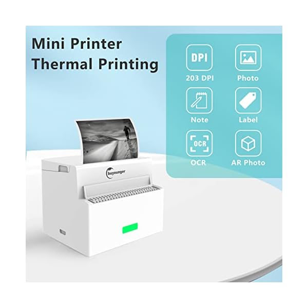 Buyounger Mini Drucker Mobiler Fotodrucker für Smartphone Multifunktionsgerät Bluetooth Drucker Klein Handy Sticker… – Bild 3
