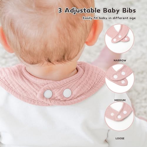 Image of Susurration Muslin Baby Drool Bibs 6Pack Soft Square Adjustable Baby Bandana Bibs for Unisex Girls & Boys