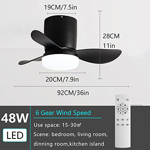 Mini ventilateur de plafond silencieux 6 vitesses éclairage salon