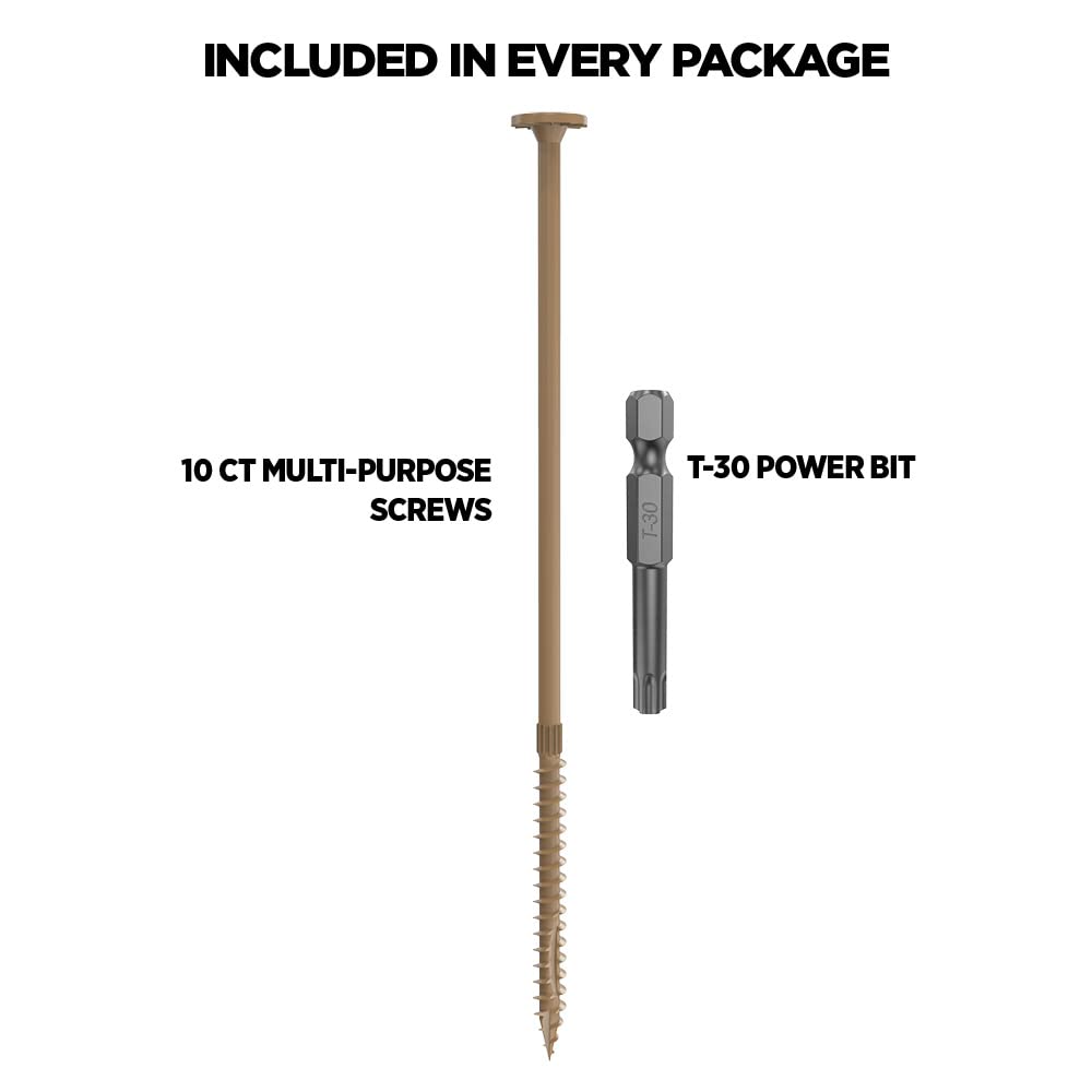 1/4" Multi-Purpose Flat Head Structural Screw - 8" x 1/4" - 10 ct (CAMO 360260)