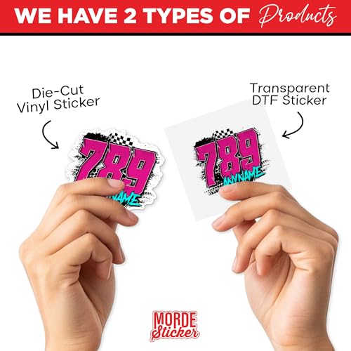 Custom Racing Sports Sticker Personalized Driver Racer Name and Number Waterproof UV DTF Transfer Vinyl Stickers for Dirt Bike Plate BMX Car Truck Decor Motorcycle Bike Motors RC Decal