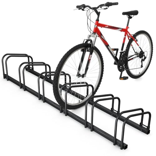 VOUNOT® Soporte para Aparcar 6 Bicicletas, Aparcamiento, Estacionamiento para Bicis, Suelo y Pared Montaje, Interior y Exterior, Negro