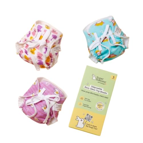 Image of superbottoms Premium DryFeel Baby Langot 0-6 months l 100% Cotton Modern Baby Nappy l Mess-free Langot with Gentle Elastics l Super DryFeel Top Layer l Diaper-free Time Essential | 3 Pack