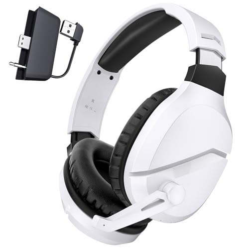 WolfLawS Wireless Gaming Headset for Xbox Series X|S, Xbox One, PS5, PC, Mac, Switch – Bluetooth Headphones with Noise Cancelling Mic, 60H Playtime, Low Latency - White