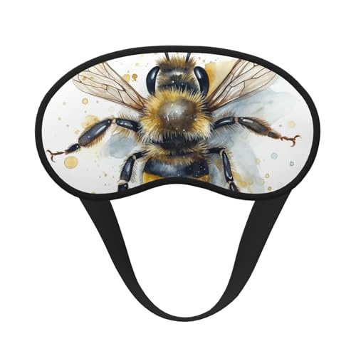 Sleep Mask for Side Sleeper Silk Sleeping Eye Masks with Elastic Strap Super Soft Eye Sleep Shade Cover Watercolor Bee Blackout Night Blindfold for Women Men Travel