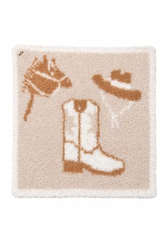 Image of L+L USA Cowboy Hat, Horse, Boot Baby Lovey Pacifier /Teether Holder 10 inchx10 inch - DreamSoft Plush Fluffy Cuddly Soothie Reversible Mini Comfort Blanket Cute Newborn Gift Essential Boys Girls (Tan /White)