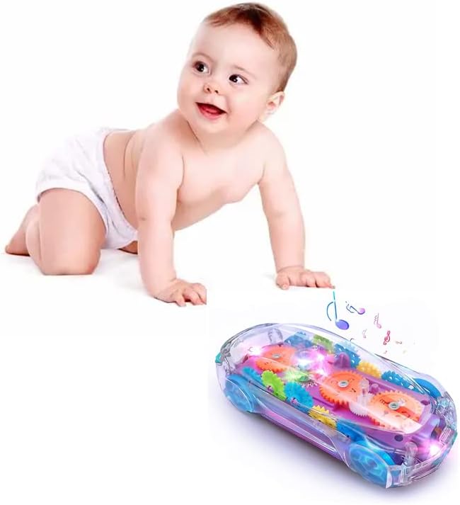 Coche de Juguete para Bebe Niños Transparente con Luces y Música Coche Infantil Transparente Concepto de Engranaje Educativa Regalo Juguetes para Bebe Niños 1-6 años