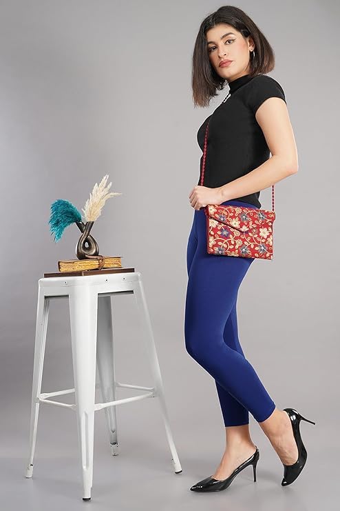 Image of Women Cotton Solid Belt Ankle Length Legging Four Way Lycra Leggings