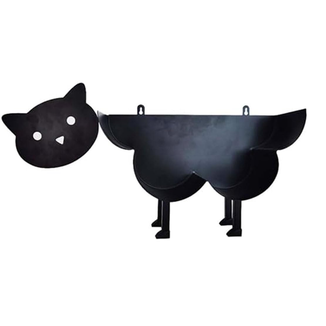 Sheep Toilet Paper Holder, Matte Black Animal Style Toilet Tissue Holder, Cat Tissue Roll Stacker, Freestanding & Wall Mount Toilet Tissue Storage Container for Bathroom (Cat)