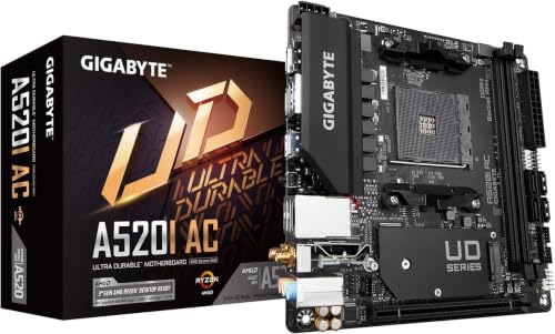 Image of Gigabyte A520I AC (AMD Ryzen AM4 /Mini-ITX /Direct 6 Phases Digital PWM with 55A DrMOS /Gaming GbE LAN /Intel WiFi+Bluetooth /NVMe PCIe 3.0x4 M.2 /3 Display Interfaces /Q-Flash Plus /Motherboard) (Pack of 10)