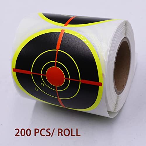 Self Adhesive Splatter Shooting Targets Bullseye Target 3 Inch 200 Pieces Visual Feedback Shots Bright Fluorescent Yellow Reactive Upon Impact For Gun, Pistol, Air Rifle, Bb Gun, Airsoft (200 Pieces) #TOP1