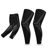 ICOCOPRO Protección solar UV, juego de manguitos para las piernas, compresión UPF 50, mangas largas para las piernas, cubiertas para los brazos de baloncesto, correr, ciclismo, golf, béisbol y fútbol