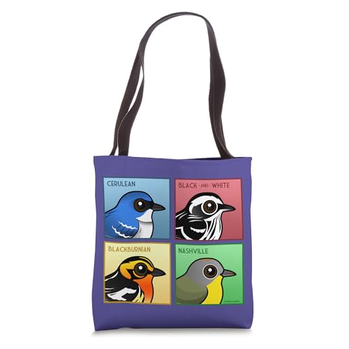Four Color Warblers Cute Cartoon Songbirds by Birdorable Tote Bag