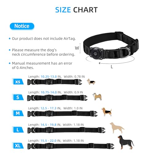 Image of Upgrade Dog Collar with AirTag Holder, IP68 Waterproof, Black, L